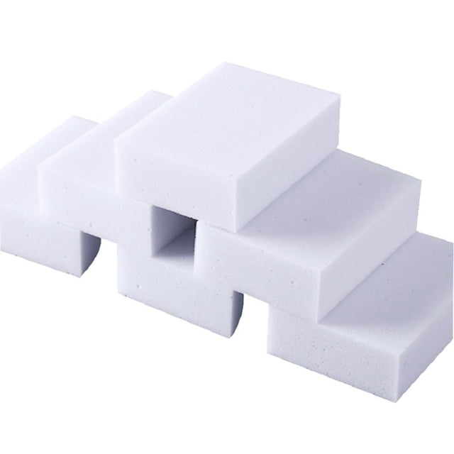 kitchen pack de 2 esponjas borrador mágico, esponja limpia paredes, esponja mágica blanca, esponjas mágicas para limpiar shuxiu wang 8390615147712 Dos esponjas mágicas blancas de melamina apiladas en vista frontal; bloques rectangulares con textura porosa fina visible y tamaño de mano aparente. Se usan humedecidas para borrar suciedad en paredes, cocina o baño sin productos químicos; también suelen emplearse para quitar marcas en zapatos o muebles.
