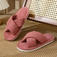 thumbnail image 4 of Wensltd Womens Memory Foam Cotton Slippers Cross Band Cozy Home Slippers Open Toe House Shoes Indoor Outdoor, 4 of 5