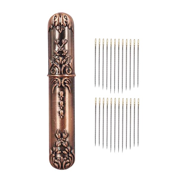 Agujas de Enhebrar Automático Estuche de Almacenamiento para Agujas de Coser Agujas de bronce 24 piezas Sunnimix Estuche de almacenamiento