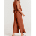 thumbnail image 4 of Womens Summer 2 Piece Outfits Sleeveless Tank Crop Top Wide Leg Pants with Pockets Linen Lounge Matching Beach Sets, 4 of 6