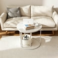 thumbnail image 2 of Nesting Round Coffee Table with Storage Basket Set of 2, Accent Pieces Modern Industrial Decor for Living Room Balcony Homes Office White, 2 of 7