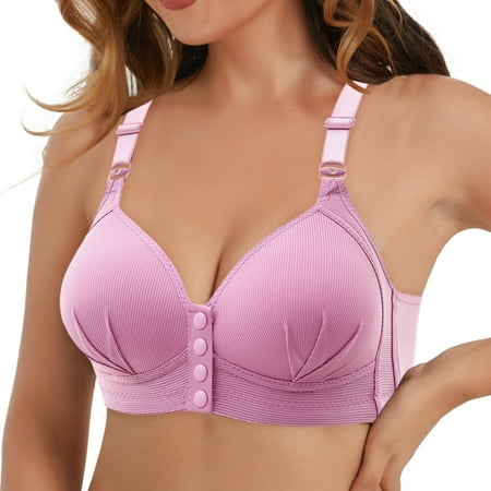 Pavied Nursing Bras Wireless Bras Push Up Bra New Large Front Button Bra Breastfeeding No Steel Ring Gathering Side Fold Thin Cup Button Tank Top Bra Front Closure Bras Seamless Bras Purple 40