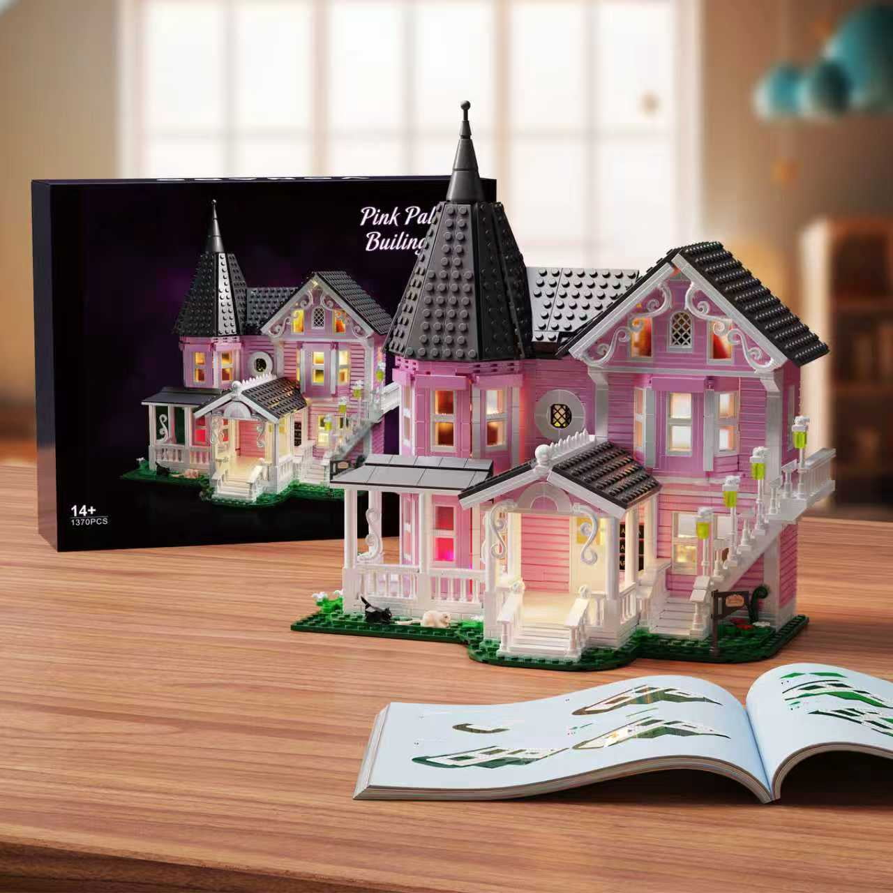 Pink Palace Apartment Building Block Set Halloween House Toys Children Christmas Gifts