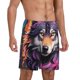 thumbnail image 2 of Fotbe Colorful Wolf Head A Pantalones Cortos de Pijama para Hombre, Ropa de Dormir, Pantalones de Pijama Cortos para Hombre-Large, 2 of 6