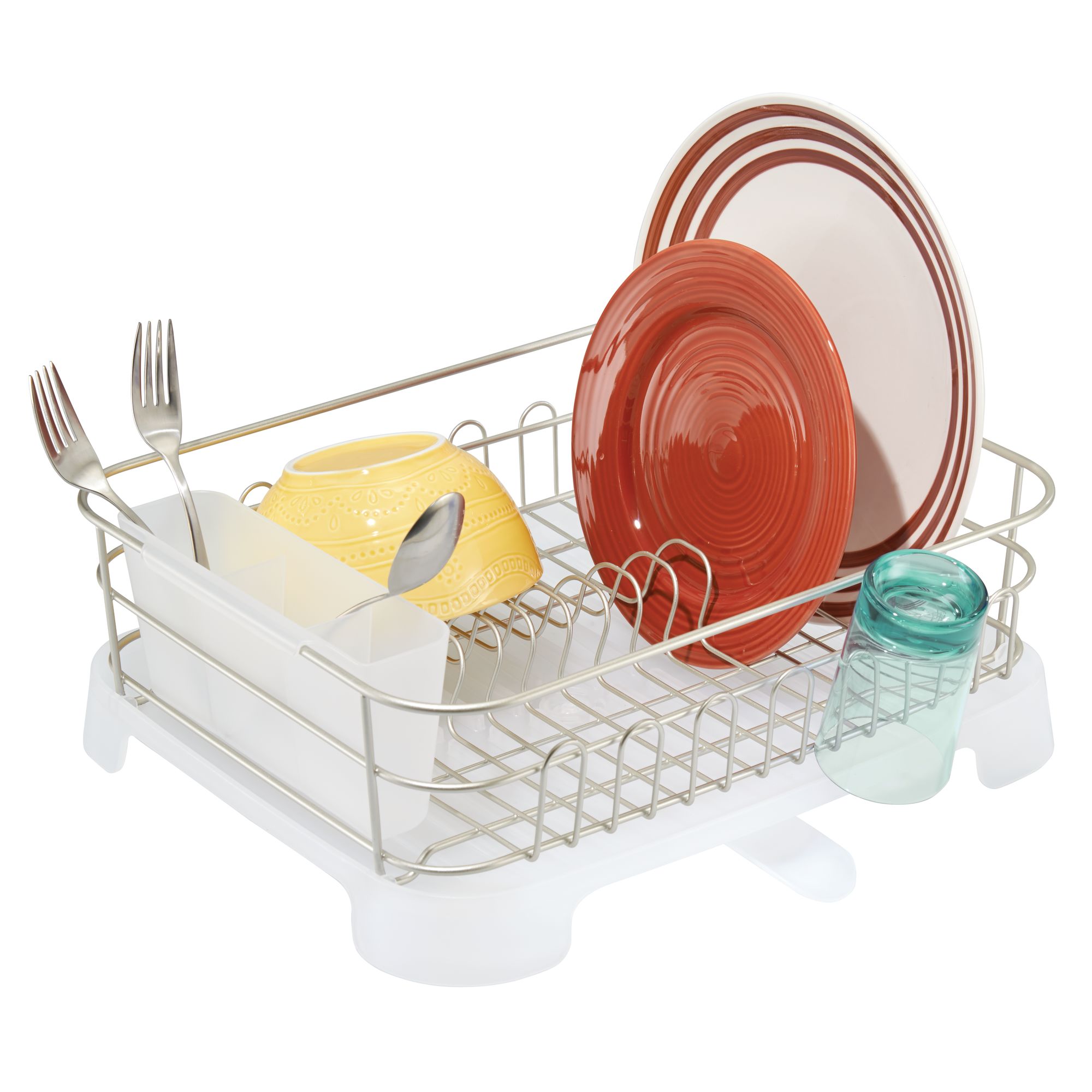 mDesign Large Kitchen Counter Dish Drying Rack with Swivel Spout