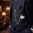 thumbnail image 6 of Minzimin Smooth Vintage Pocket Watch with Chain, Arabic Numerals Scale Mens Father‘s Day, 6 of 7