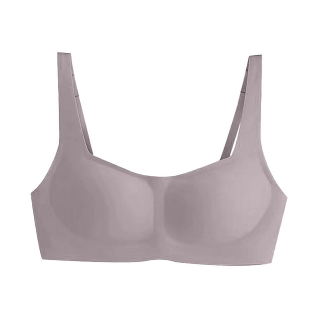 ManxiVoo Square Neck Strapless Bra For Full Bust Seamless Thin Cup Light Support Convertible Layering Top XXL Size Grey