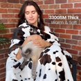 thumbnail image 4 of Cozy Bliss Cow Print Throw Blanket Non Shedding MilkyPlush™ Fleece 330GSM Thick Blankets Western Room Decor Super Soft Warm for Adults Kids Girl Gifts Bedroom Couch Sofa Travel Black Brown 50"x60", 4 of 5