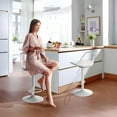 thumbnail image 3 of MOJAY Clear Bar Stools Set of 2, Counter Height Adjustable Swivel Acrylic Bar Stools with PU Leather Upholstered, Armless Bar Stools for Kitchen Island - Clear/White, 3 of 8