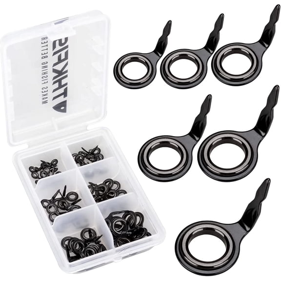 THKFISH Fishing Rod Guides Fishing Rod Repair Kit Baitcasting/Spinning Rod Guides Ceramics Stainless Steel Carbon Guide Repair 60pcs