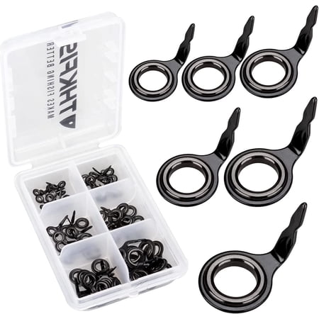 THKFISH Fishing Rod Guides Fishing Rod Repair Kit Baitcasting/Spinning Rod Guides Ceramics Stainless Steel Carbon Guide Repair 60pcs