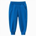 thumbnail image 4 of 4-5T Toddler Boys Pants Fleece Lined Thick Straight Leg Elastic Waist Cozy Sweatpants with Side Pockets Fall Winter Casual Wear for Boys 3-12 Years,Blue, 4 of 4