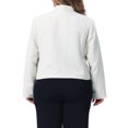 thumbnail image 3 of Blazer de cuadros de tweed para mujer Agnes Orinda, talla grande, de manga larga, con botones, elegante, chaqueta corta con bolsillos, 2X beige, 3 of 5