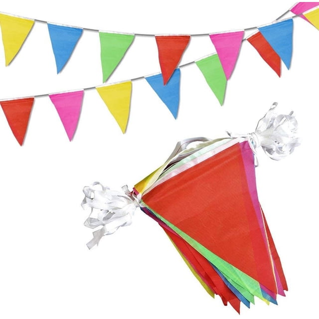 Banderín Banderín Banderines Triangulares de 160 Metros Bandera Triangular Doble Triangular para Decorar Jardín Boda Fiesta de Cumpleaños Interior Exterior