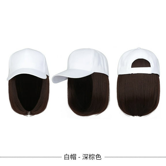 MUAXDA Straight Short Wig Baseball Wig Baseball Hair Wig Hats With Hair Baseball With Hair Extensions For Women Straight Short Wig