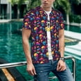 thumbnail image 6 of Hirioo colorful Skull Retro for Men's Baseball T-shirt Shirts Short Sleeve Casual Summer Button Stretch T Shirts,Size S-4XL-, 6 of 7