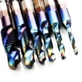 thumbnail image 5 of Metric Tap and Drill Bit Set Combination HSS Blue Coating Twist Drill Tap Combination Bit Set 6PCS with 1/4” Hex Shank Spiral Flute, 5 of 7