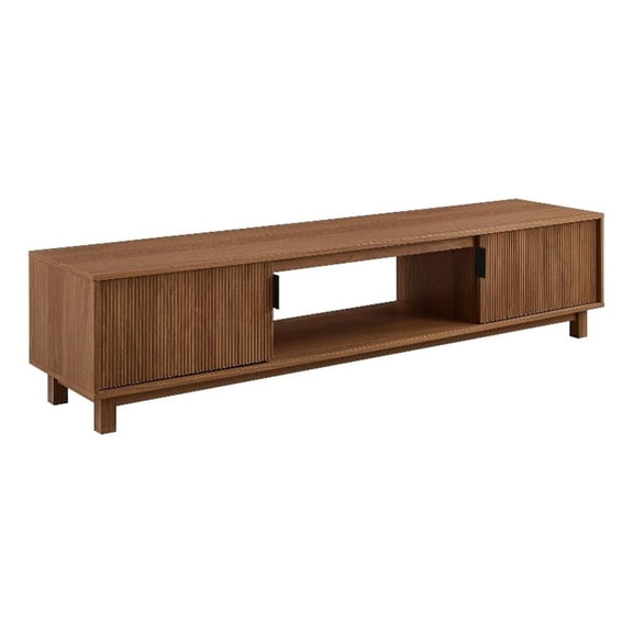 Pemberly Row 70" 2 Door Wood TV Stand with Reeded Fronts - Mocha