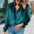 thumbnail image 2 of Baberdicy Women's T-Shirts Women's Spring V Neck Retro Gold Velvet Long Sleeved Blouse Womens Tops Green, 2 of 6