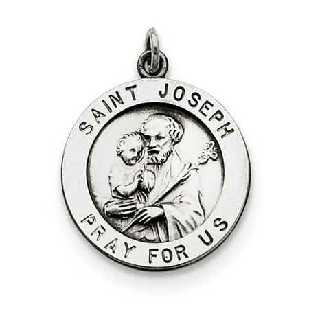 Sterling Silver Engravable Antiqued Saint Joseph Medal.