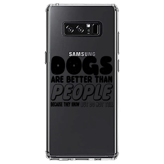 DistinctInk Clear Shockproof Hybrid Case for Samsung Galaxy Note 8 - TPU Bumper Acrylic Back Tempered Glass Screen Protector - Dogs Are Better Than People