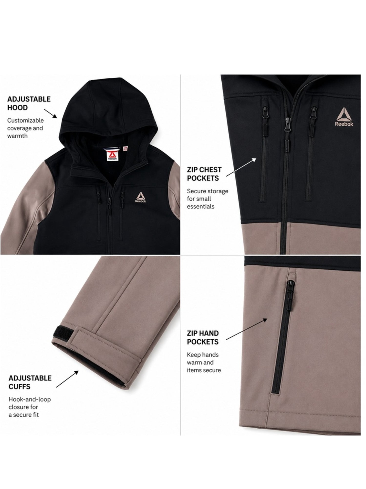 Reebook Men's and Big Men's Softshell Coat, Sizes S-3XL