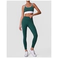 thumbnail image 3 of PISONIC Women 2 Piece Workout Sets Color Block Sports Bra High Waist Tummy Control Active Leggings Yoga Outfit Set, 3 of 8