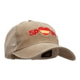 thumbnail image 5 of Spain Heart Embroidered Pigment Dyed Mesh Cap - Dark Beige Khaki OSFM, 5 of 5