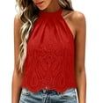 thumbnail image 2 of Uaswgudfs Women's Boho Halter Cropped Tops Lace Tank Tops Summer Casual High Neck Shirts, 2 of 6