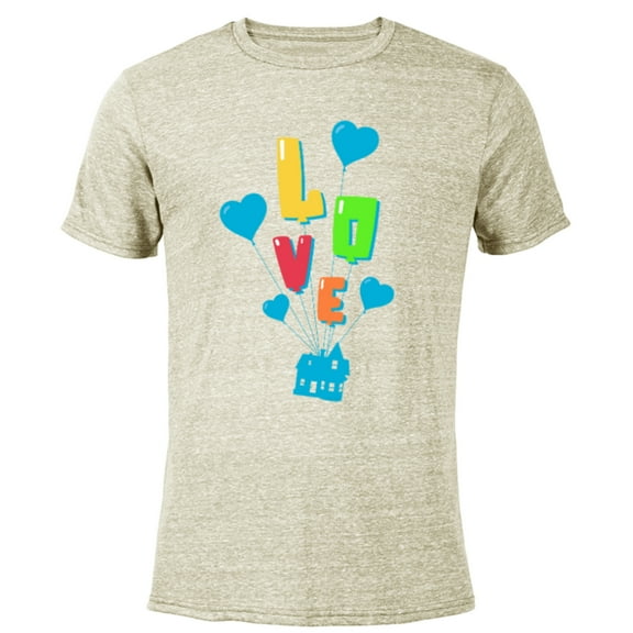 Disney and Pixar’s Up Love Balloons - Short Sleeve Blended T-Shirt for Adults - Customized-Yellow