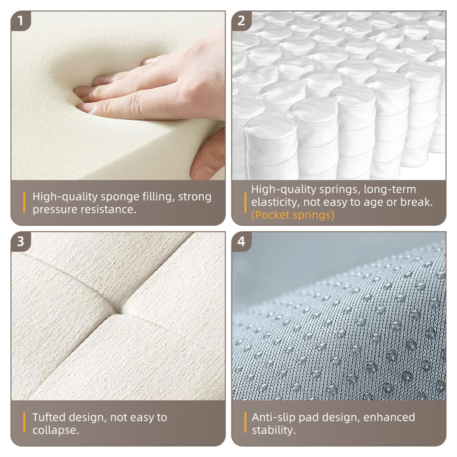 Demi Bonn 113" Modular Sectional Sofa with 2 Chaise Lounges & 4 Pillows Included, Chenille Fabric Soft Cushions Couch for Living Room, No Assembly Needed, Beige