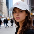 thumbnail image 4 of Vintage Washed Baseball Cap, Hand Embroidered Flower Design Trucker Style Hat, Adjustable Sun Hat for Women Men, Casual Outdoor Unisex Cap for Daily Wear - White, 4 of 4