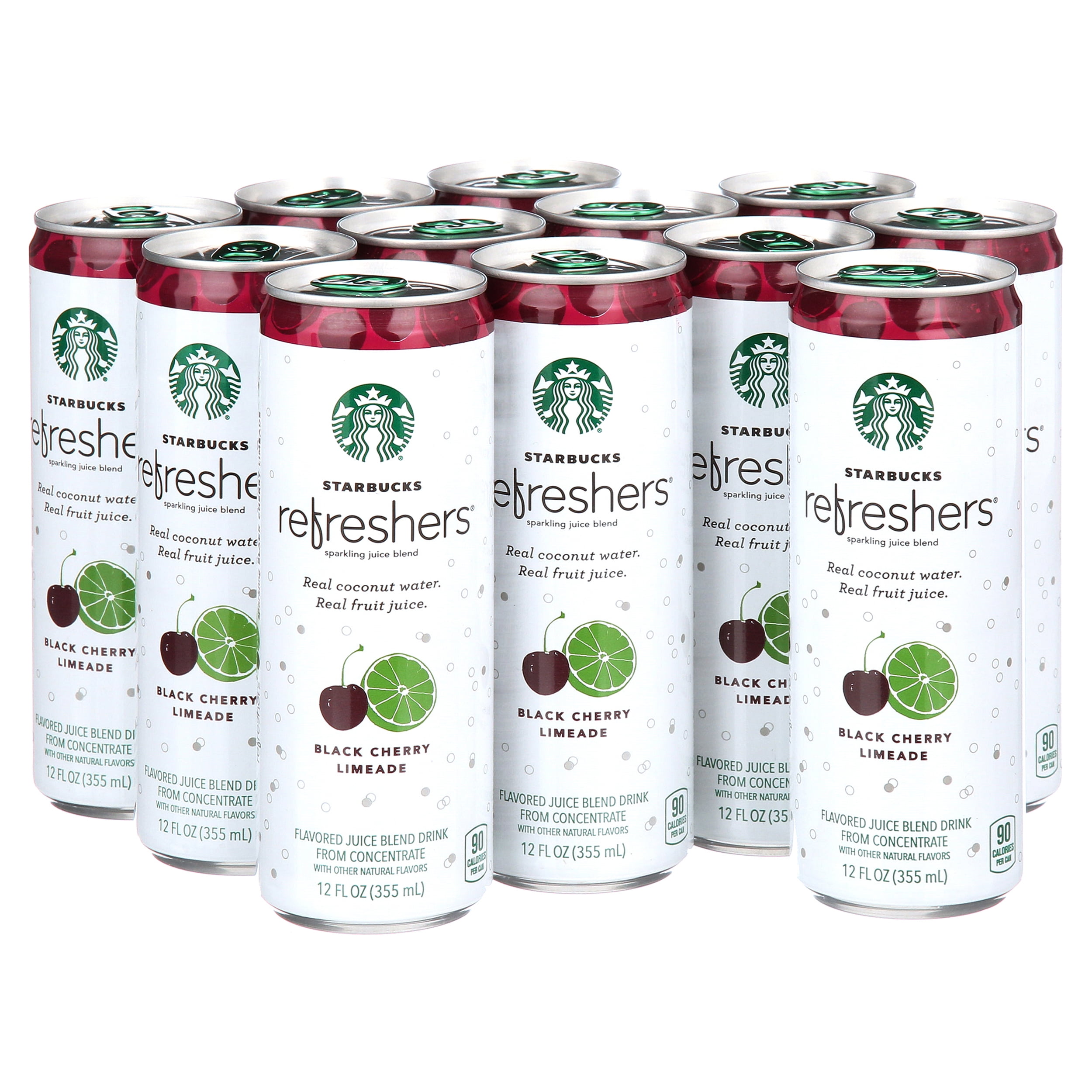 Starbucks Refreshers with Coconut Water, Black Cherry Limeade, 12 oz, 12 Pack Cans