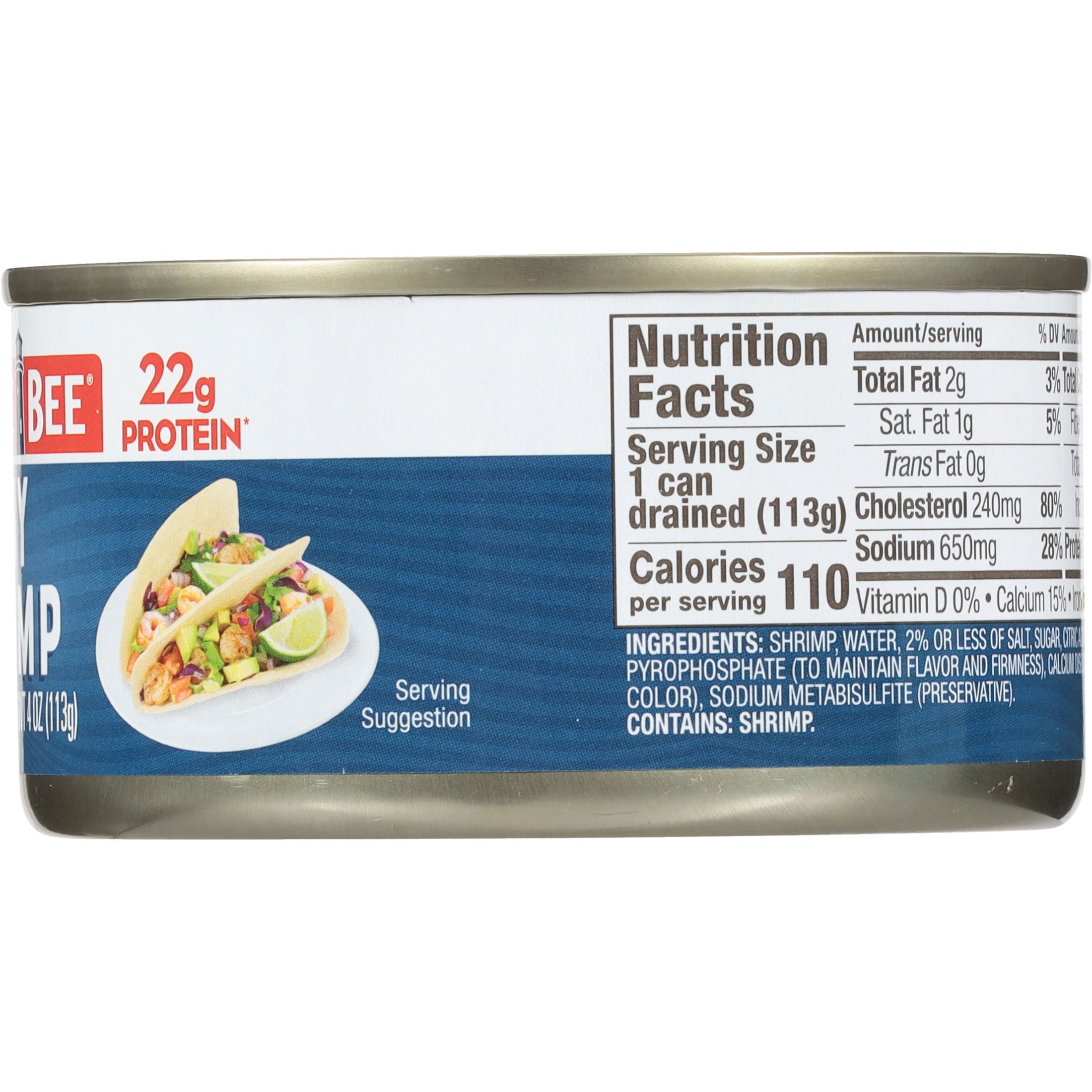 (12 pack) Bumble Bee Tiny Canned Shrimp, Gluten Free, 22g Protein Per Serving, Shelf Stable Can, 6 oz