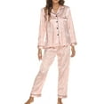 thumbnail image 6 of Women Silk Pajamas Set Long Sleeve Ladies Satin PJ Sets Button-Down Pajama Soft Cozy Printed Sleepwear Loungewear S~XL Womens Clothes, 6 of 7