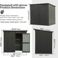 thumbnail image 5 of Backyard Storage Shed with Sloping Roof Galvanized Steel Frame Outdoor Garden Shed Metal Utility Tool Storage Room with Latches and Lockable Door for Balcony (5x3ft, Black), 5 of 5