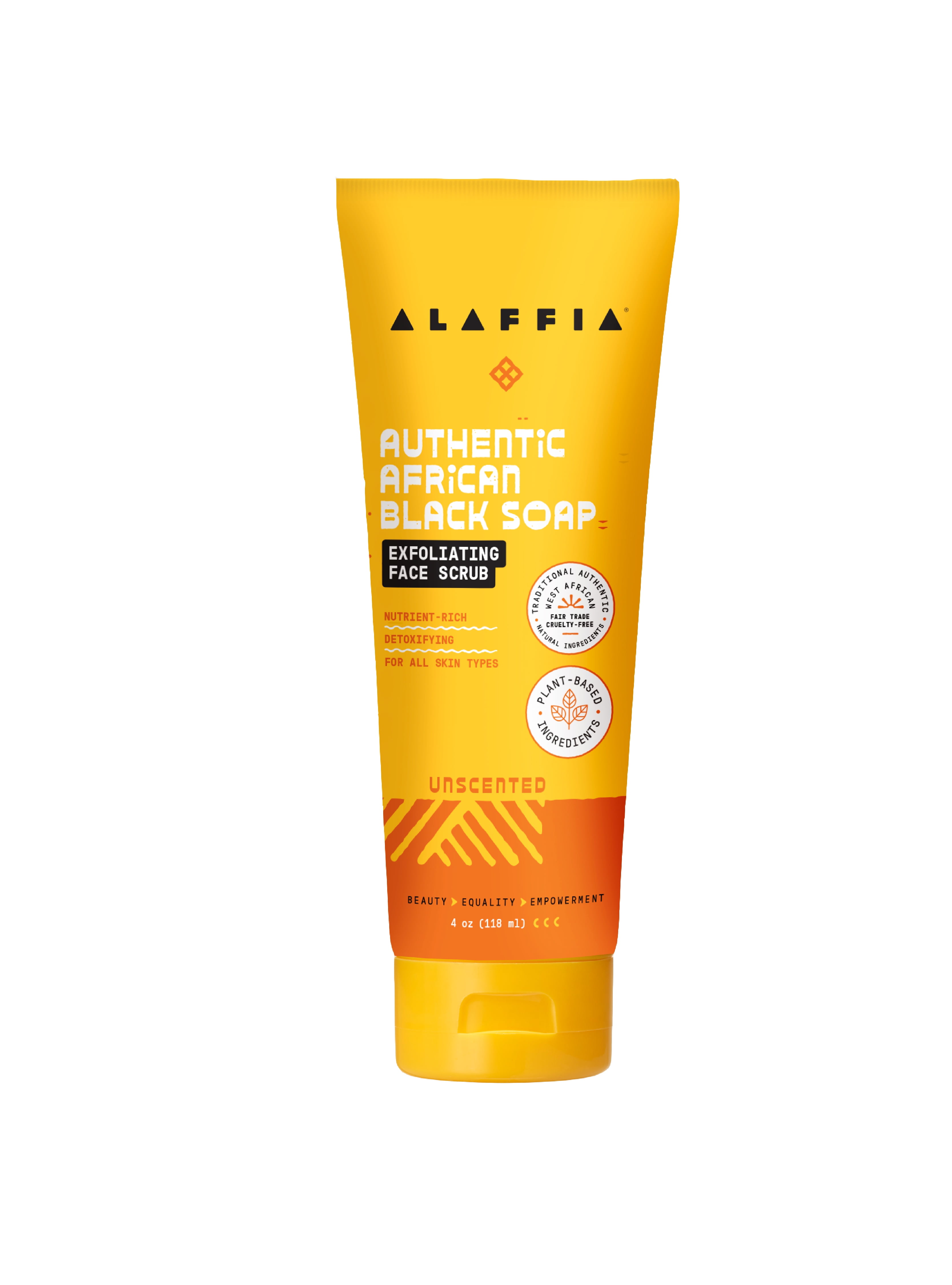 Alaffia Authentic African Black Soap Exfoliating Face Scrub Unscented, 3.4 oz