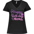 thumbnail image 3 of Inktastic Purple Happy Birthday Mom Women's Plus Size V-Neck T-Shirt, 3 of 5