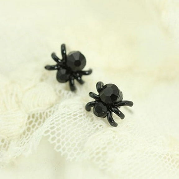 Besufy Women's s Black 3D Animal Mini Spider Stud Earrings