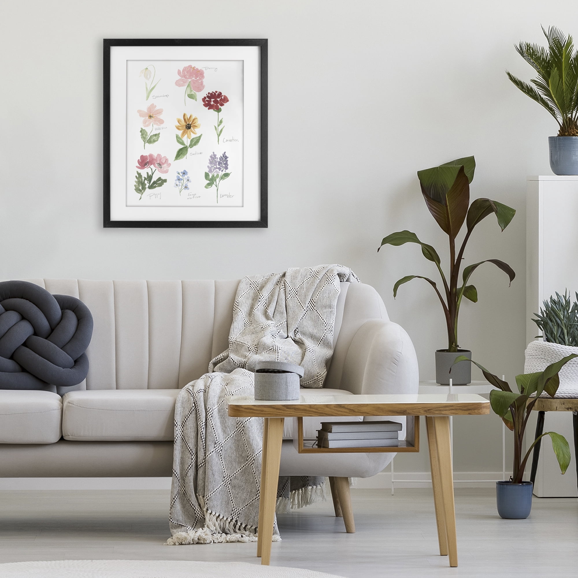 Stupell Industries Labeled Flower Varieties Black Framed Print Under Glass, design by Lucille Price