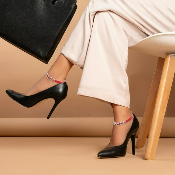 TABLZONE Elegant Red PU Heel Straps for High Heels, Antislip Design, Comfortable Fit for Women