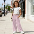 thumbnail image 5 of Hurxie Girls Wide Straight Leg Loose Sweatpants Elastic Waist Casual Jogger Pants with Pockets Pink,7 Years, 5 of 7