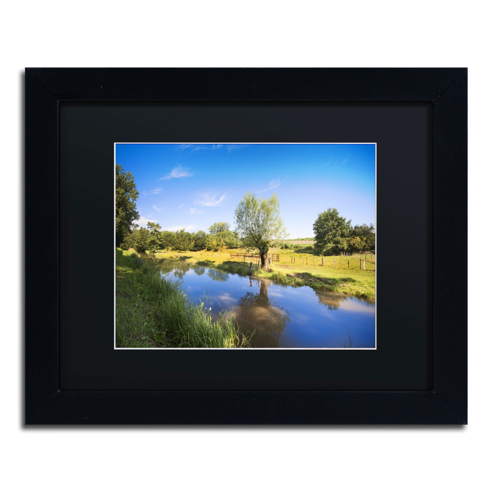 Trademark Fine Art "Blue Brook" Canvas Art by Philippe Sainte-Laudy, Black Matte, Black Frame