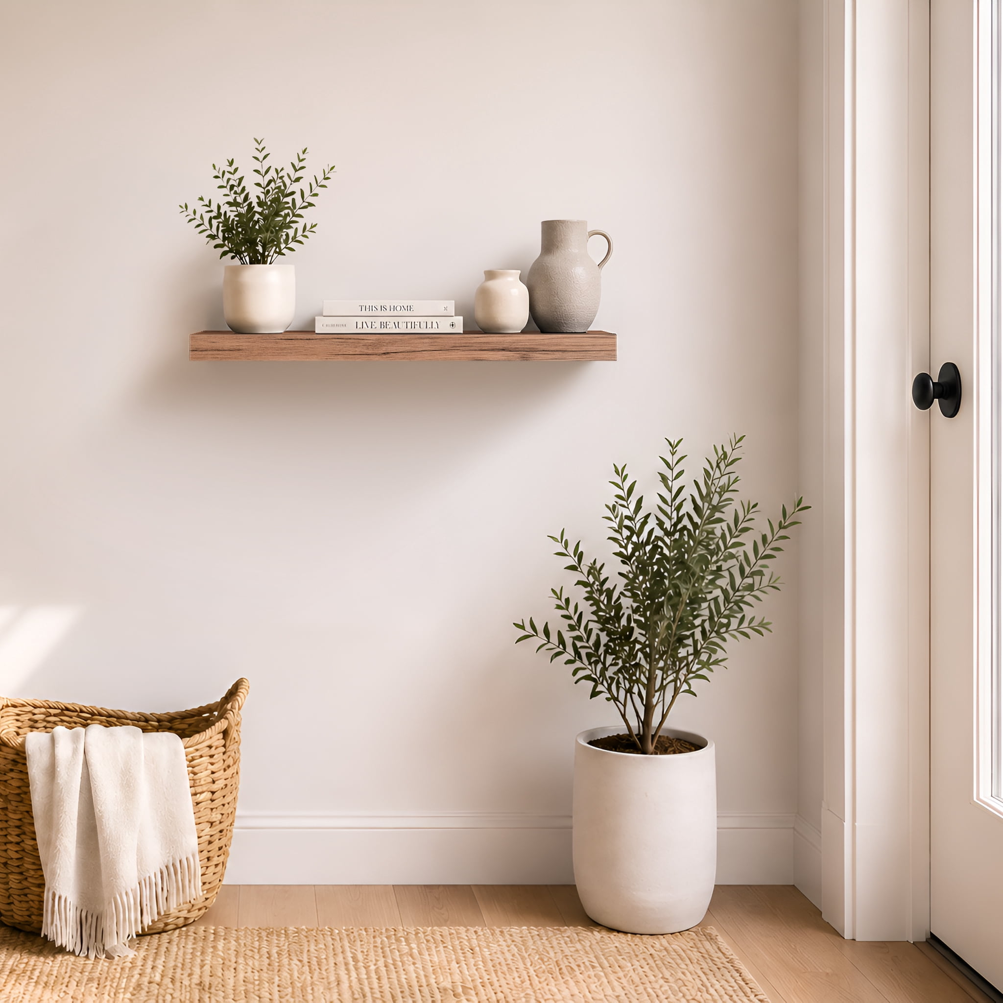 Sorbus 24" Floating Wall Shelf, Mahogany, Invisible Brackets, Bathroom, Bedroom & Home Decor