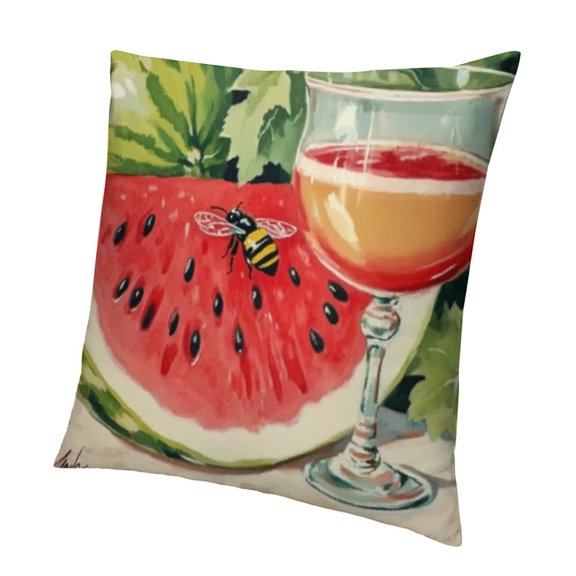 Hello Summer Watermelon Decorative Throw Pillow Covers Cushion Case Decor, Summer Vibes Bees Seasonal Home Decoration for Sofa Couch
