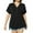 Black, variant on VERABENDI Women's Plus Size Tops Dropped Shoulder Short Sleeve Blouses Button Up V Neck T-Shirts,1X/2X/3X/4X