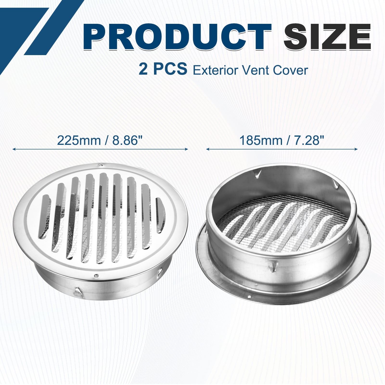 Uxcell 2pcs Stainless Steel Soffit Vent 7.5" Round Louver Grille Cover Air Vent Hood Soffit Exhaust with Screen Mesh for Wall Ceiling Mount Bathroom Garage Attic Ventilation
