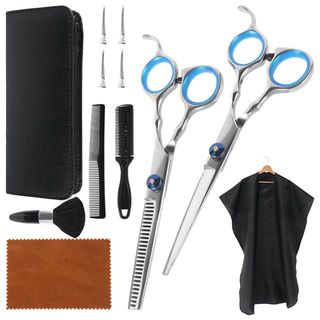 Hair Cutting Scissors Set 12Pcs Professional Haircut Scissors Kit With Thinning Scissors Hair Razor Comb Cape Clips Storage Bag For Barber Salon