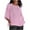 Pink, variant on Fmbrln Womens Plus Size Summer Short Sleeve T-Shirts Fashion Crew Neck Front Pleated Tops Casual Loose Solid Color Beach Tees