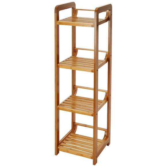 Organize It All Tour de Rangement de Salle de Bain en Bambou Naturel 4 Niveaux Autoportante Robuste